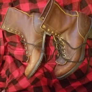 Soft leather work boots, womens size 9